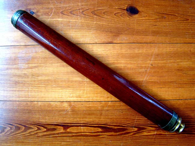 A late 18th century single-draw mahogany barreled telescope by Gilbert & Gilkerson circa 1795